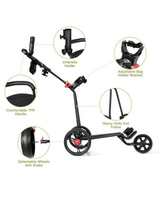 Foldable 3 Wheel Golf Pull Push Cart Trolley