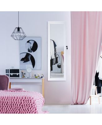 Wall Door Mounted Mirror Jewelry Cabinet Organizer