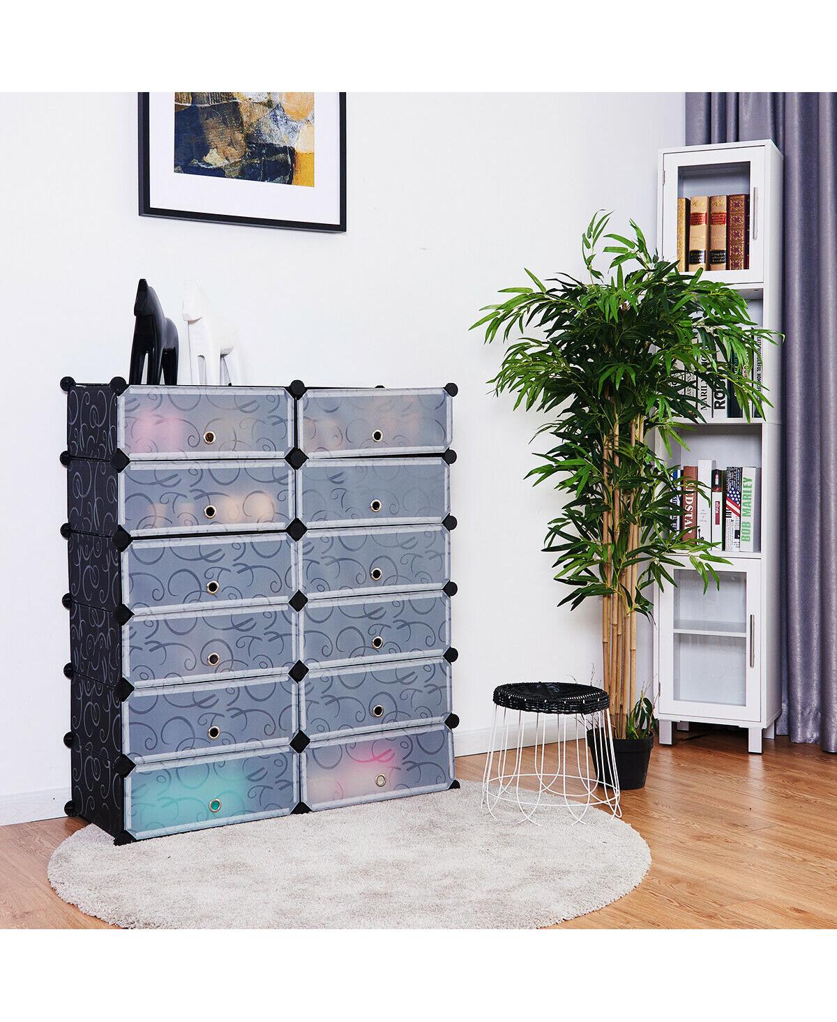 Costway 12 Cubic Portable Shoe Rack Shelf Cabinet Storage Closet Organizer