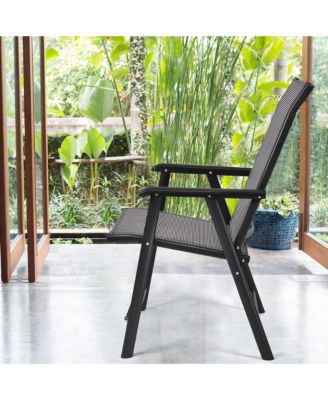 Set of 4 Outdoor Patio Folding Chairs Camping Deck Garden Pool Beach W/Armrest