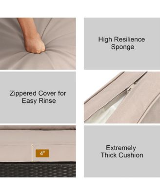 6PCS Outdoor Patio Rattan Furniture Set Cushioned Sectional Sofa