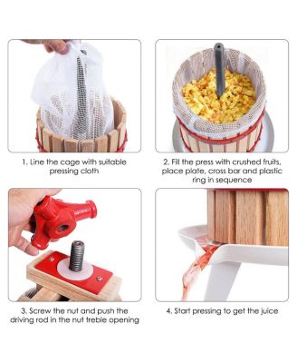 1.6 Gallon Fruit Wine Press Cider Apple Grape Crusher Juice Maker Tool Wood