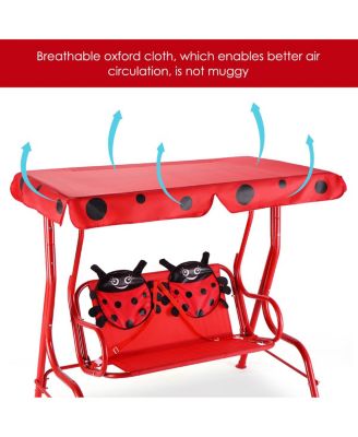 Kids Patio Swing Chair Children Porch Bench Canopy 2 Person Yard Furniture