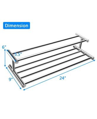 Wall Mounted Towel Rack Bathroom Hotel Rail Holder Storage Shelf Stainless Steel