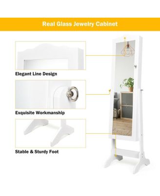 Mirrored Jewelry Cabinet Organizer Storage Box White