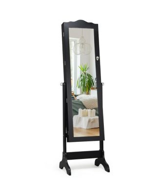 Mirrored Jewelry Cabinet Mirror Organizer Storage Box Stand