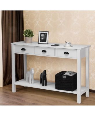 47" Console Table Hall Table Side Desk Accent Table Drawers Shelf Entryway
