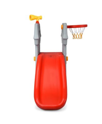 Children Castle Slide Play Slide with Basketball Hoop and Telescope Toy
