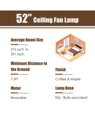 52'' Ceiling Fan with Light Reversible Crystal Ceiling Fan Lamp W/Remote Control