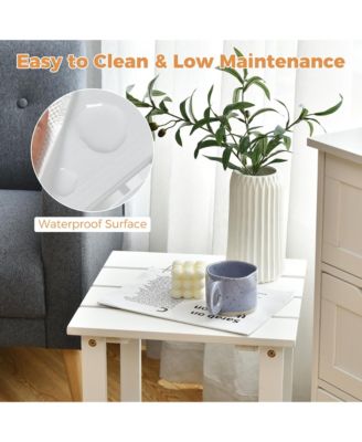 2PCS Patio Adirondack Chair Side Table Set Solid Wood Garden Deck