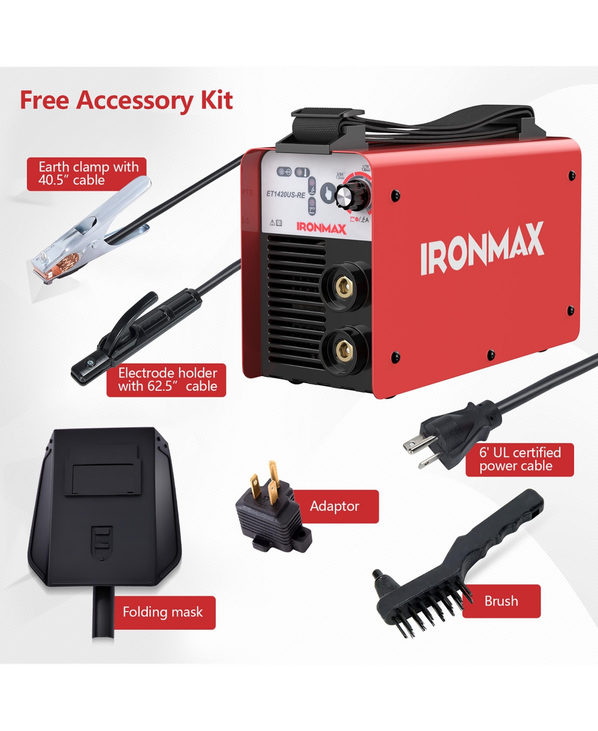 Costway Mma Welder Igbt Welding Portable Machine w/ Electrode Holder&Earth Clamp&Adapter
