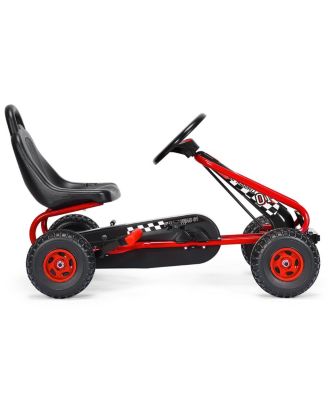 Kids Pedal Go Kart 4 Wheel Ride On Toys w/ Adjustable Seat & Handbrake