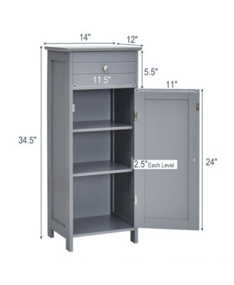 Bathroom Floor Cabinet Wooden Storage Organizer Free-Standing w/ Drawer & Shelf
