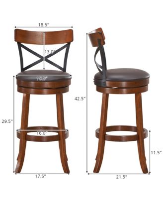 Set of 2 Bar Stools Swivel 29.5'' Dining Bar Chairs