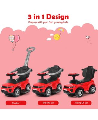 3 in 1 Ride on Push Car Toddler Stroller Sliding Car w/Music