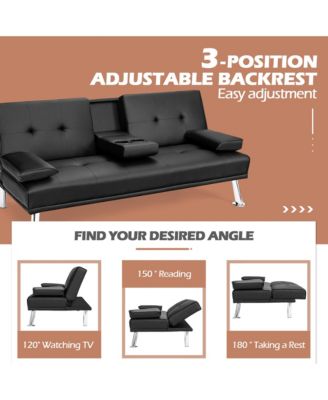 1 piece  Leather Convertible Folding Futon Sofa Bed