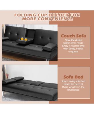 1 piece  Leather Convertible Folding Futon Sofa Bed