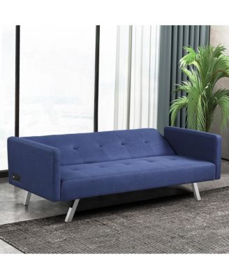 Convertible Futon Sofa Bed Folding Recliner USB Ports&Power Strip
