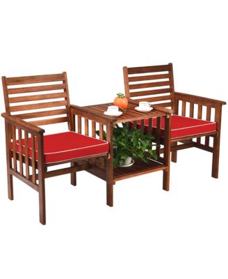Patio Loveseat Conversation Set Acacia Wood Chair Coffee Table