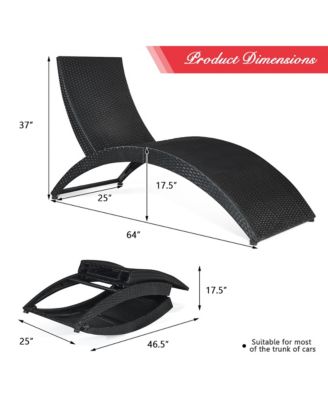 Folding Patio Rattan Lounge Chair Chaise Cushioned Portable Garden Lawn