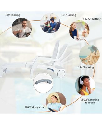 Patio Lounge Chair Chaise Adjustable Recliner Weather Resistant Wheels