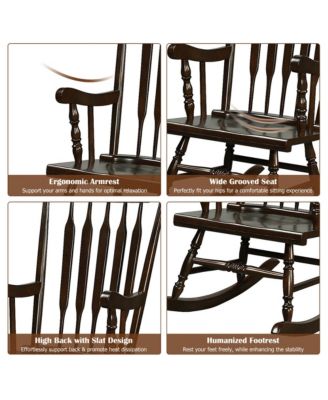 Wooden Rocking Chair Single Rocker Indoor Garden Patio Yard Coffee