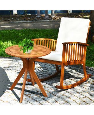 27 InchOutdoor Round Solid Wood Coffee Side Bistro Table