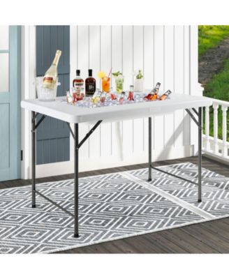 4 Feet Folding Ice Bin Table with Skirt for Camping Picnic Wedding