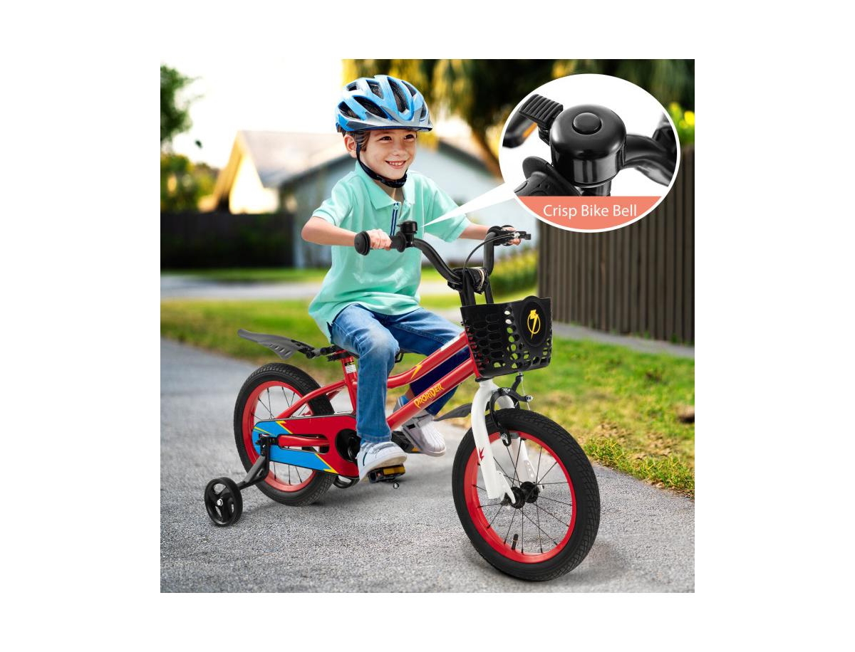 Slickblue 14 Inch Kids Bike with 2 Training Wheels for 3-5 Years Old