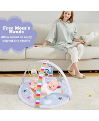 Baby Play Gym Mat 7-in-1 Tummy Time Activity Mat with 5 Detachable Toys-Multicolor