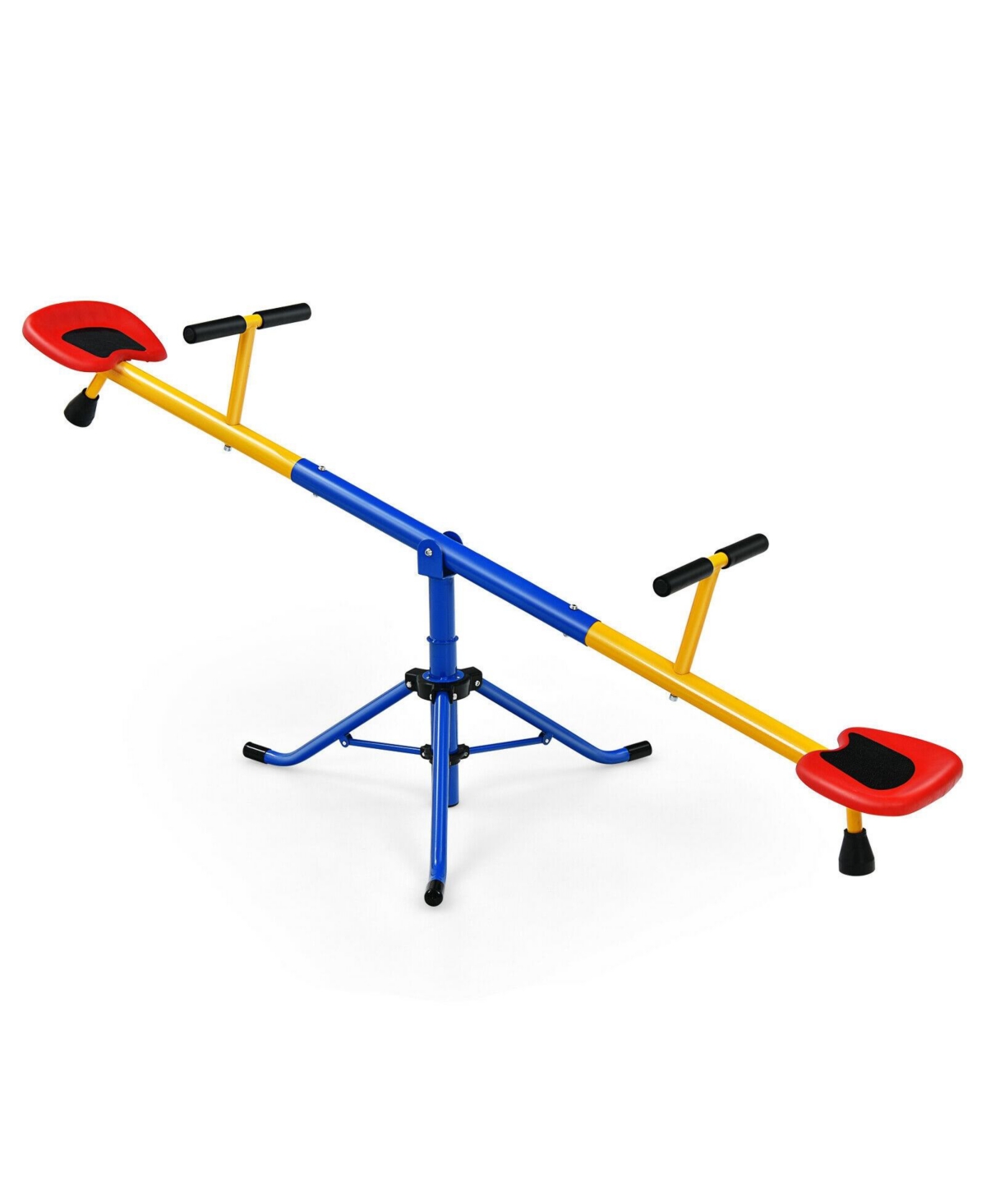 Slickblue 360°Rotation Kids Seesaw Swivel Teeter Totter Playground Equipment - yellow, red, black