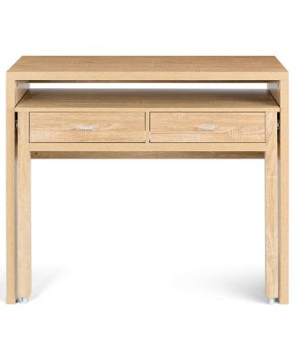Extendable Computer Desk with Pull Out Secondary Desk-Natural