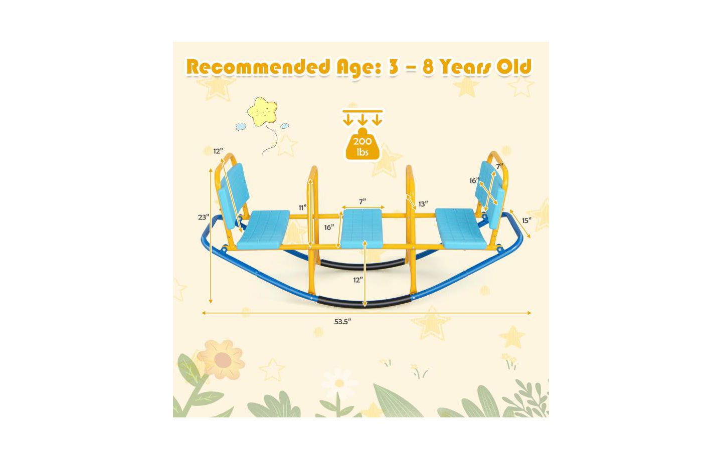 Детская игрушка Slickblue Outdoor Kids Seesaw Swivel Teeter for 3 to 8 Years Old, цвет: Синий — фото 6