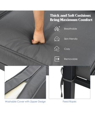 4PCS Patio Conversation Furniture Set Outdoor Cushioned Sectional Sofa Set