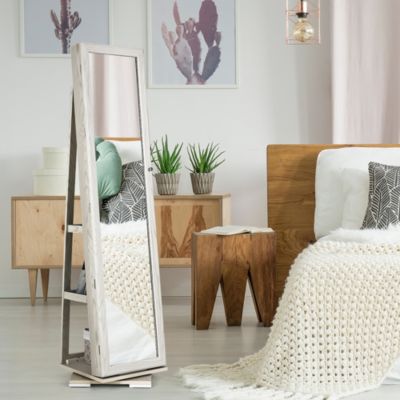 360degree Rotatable Jewelry Cabinet 2-in-1 Lockable Mirrored Organizer