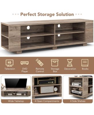 59" Wood TV Stand Console Storage Entertainment Media Center with Shelf