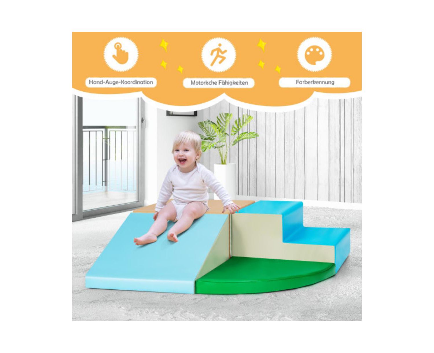 Big Boys 4 Pieces Indoor Playtime Corner Climber Play Set-Blue