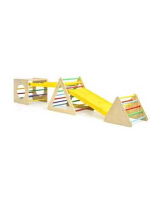 Slickblue Toddler 5 in 1 Triangle Climber Play Gym Set with 2 Ramps - Natural 163$