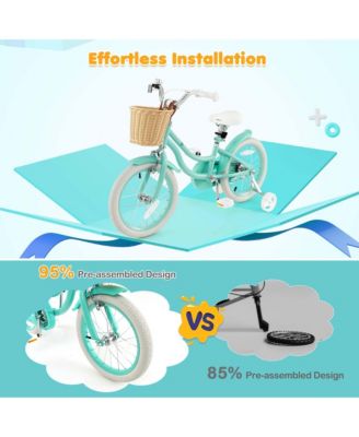 16" Kid s Bike with Training Wheels Adjustable Handlebar Seat Handbrake