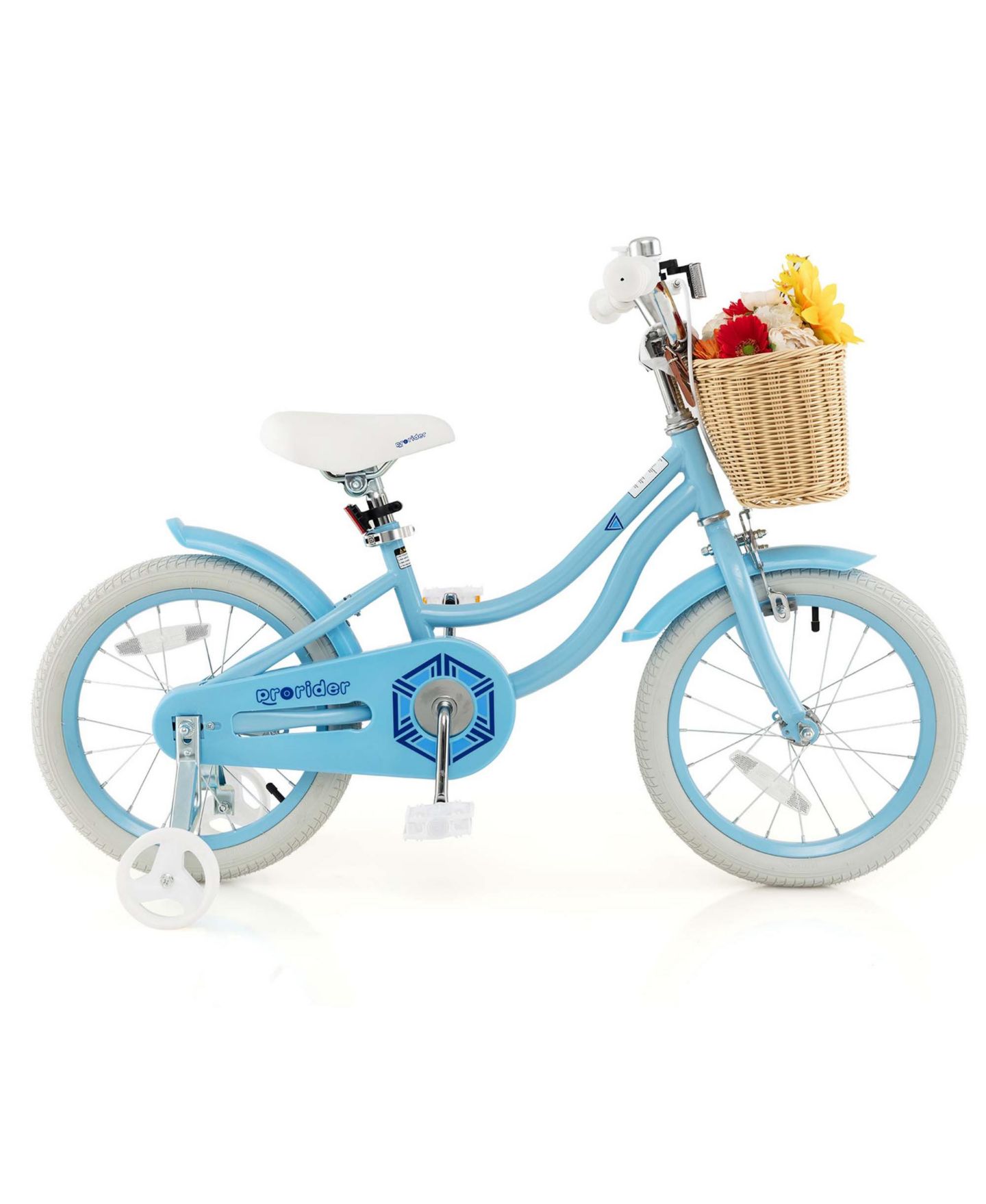 Детская игрушка Costway 16" Kids' Bike with Training Wheels, Adjustable Seat & Coaster Brake, Ages 4-7, цвет: Синий — фото 6