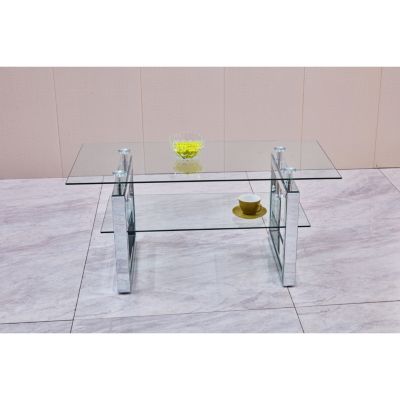Tempered Glass Coffee Table (39.4" x 19.7" x 17.7")