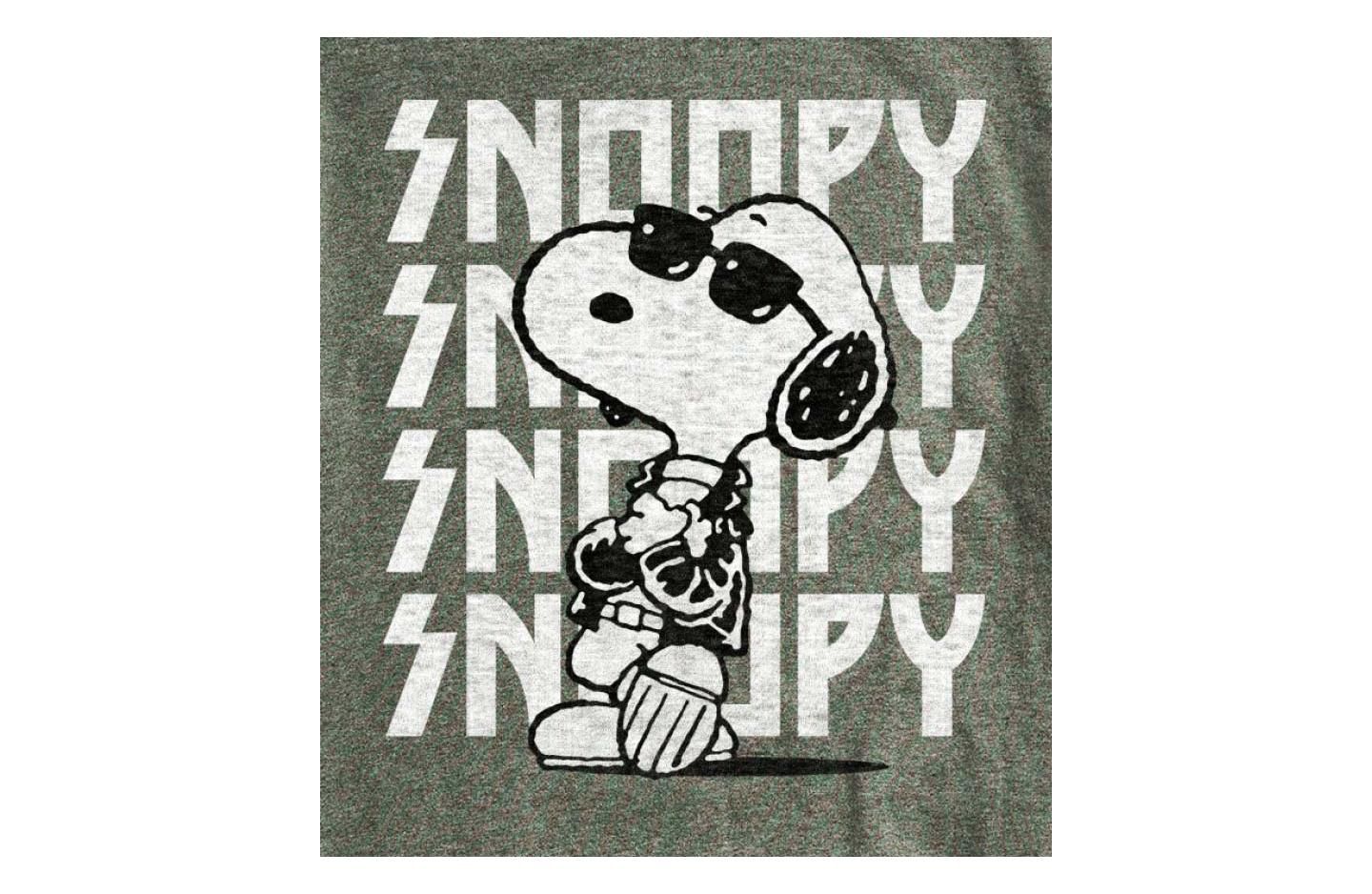 Мужская футболка AIRWAVES Hybrid Apparel Snoopy Rock Name Repeat Short Sleeve, цвет: Меланжевый — фото 5