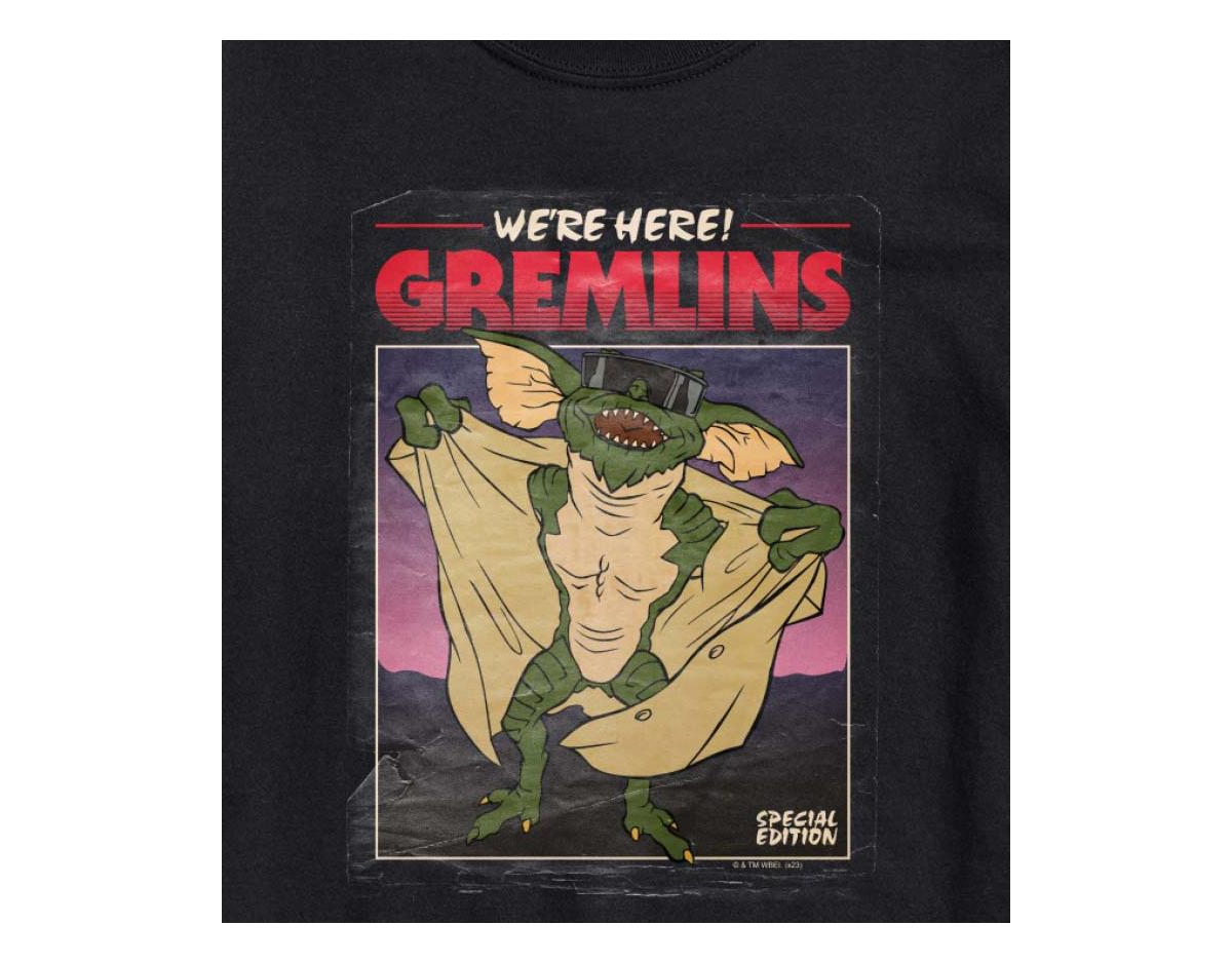 Airwaves Hybrid Apparel Gremlins Movie Poster Mens Short Sleeve Tee In Black