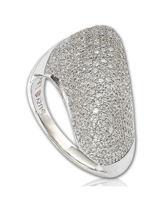 Suzy Levian Sterling Silver Cubic Zirconia Pave Tilted Dome Ring