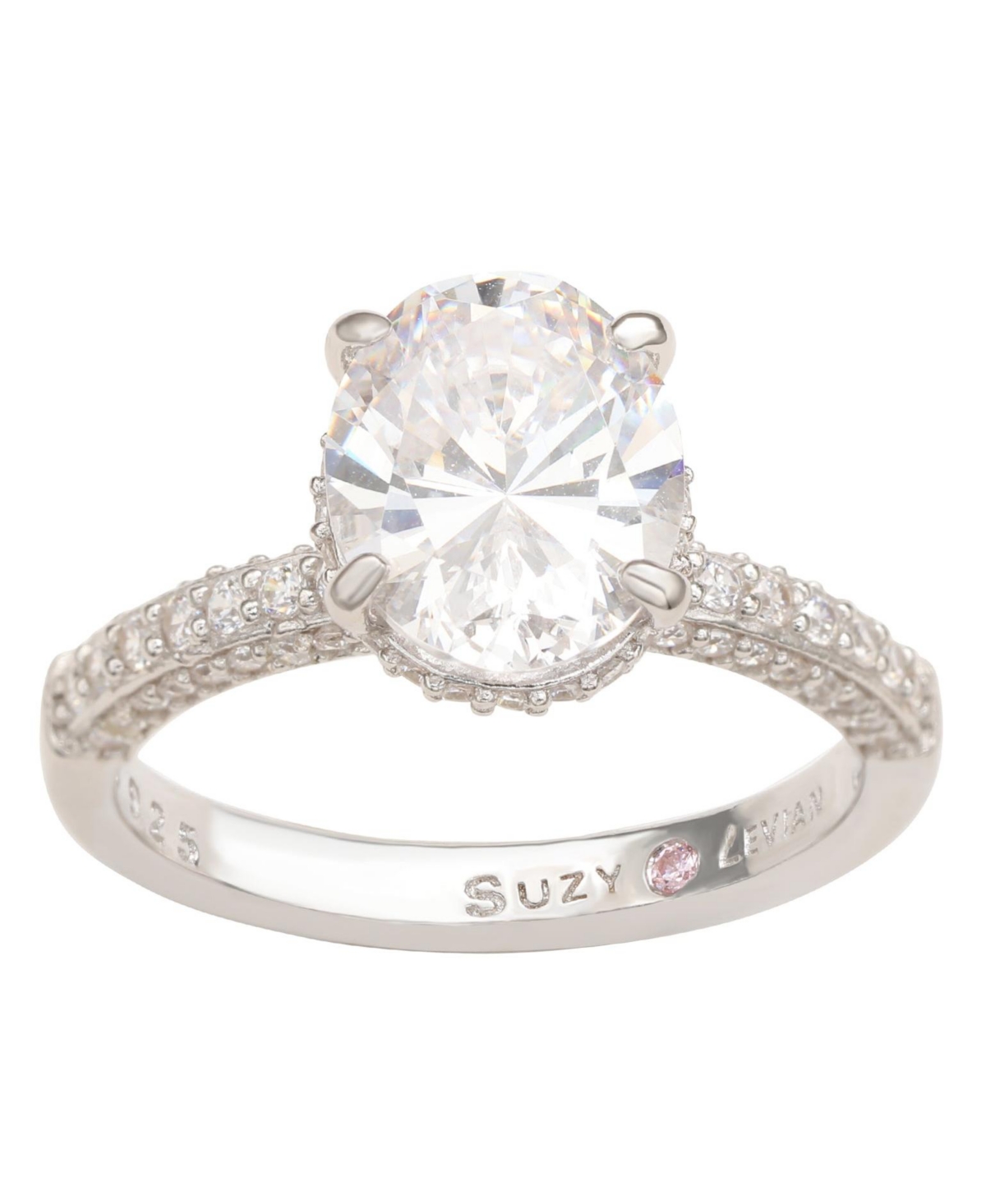 Suzy Levian Sterling Silver Cubic Zirconia Oval Specialty Engagement Ring - White