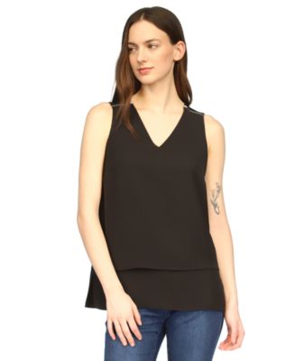 Michael Kors Women's V-Neck Mixed-Media Sleeveless Top - Macy's