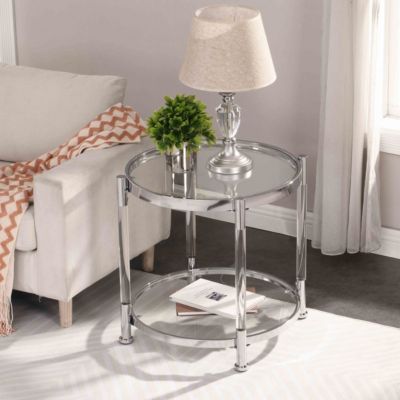 Contemporary Acrylic End Table with Glass Top