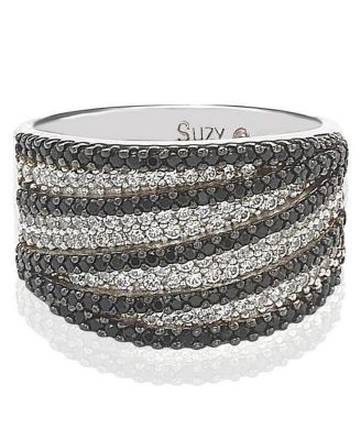 Sterling Silver Cubic Zirconia Pave Wide Band Ring