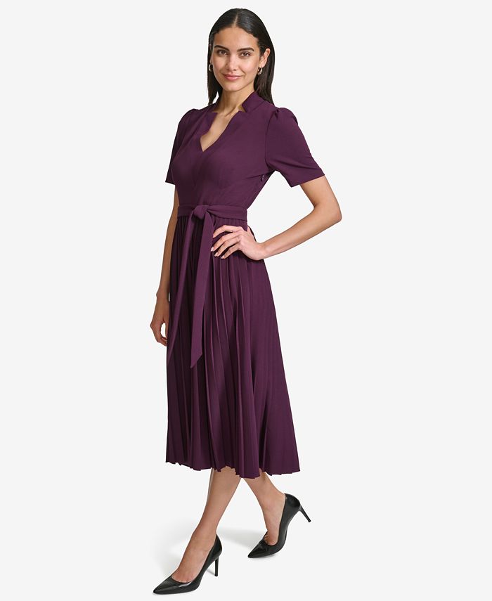 Calvin Klein Women's Tie Neck Scuba Crepe Dress Purple Size 6
