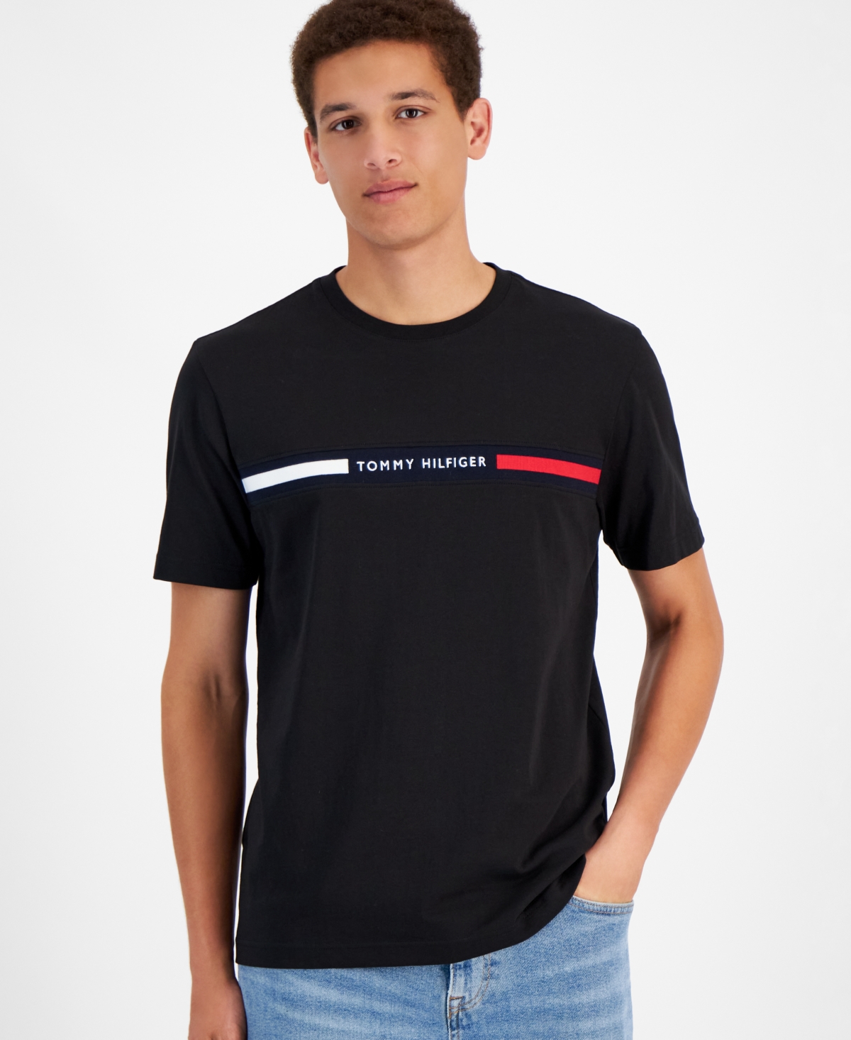 Tommy Hilfiger Tommy Ribbed Inset Logo T In Black